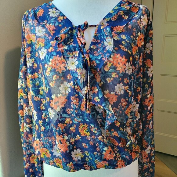 Boho Mossimo Wrap Top Floral Bohemian Summer Vibes - Picture 1 of 12